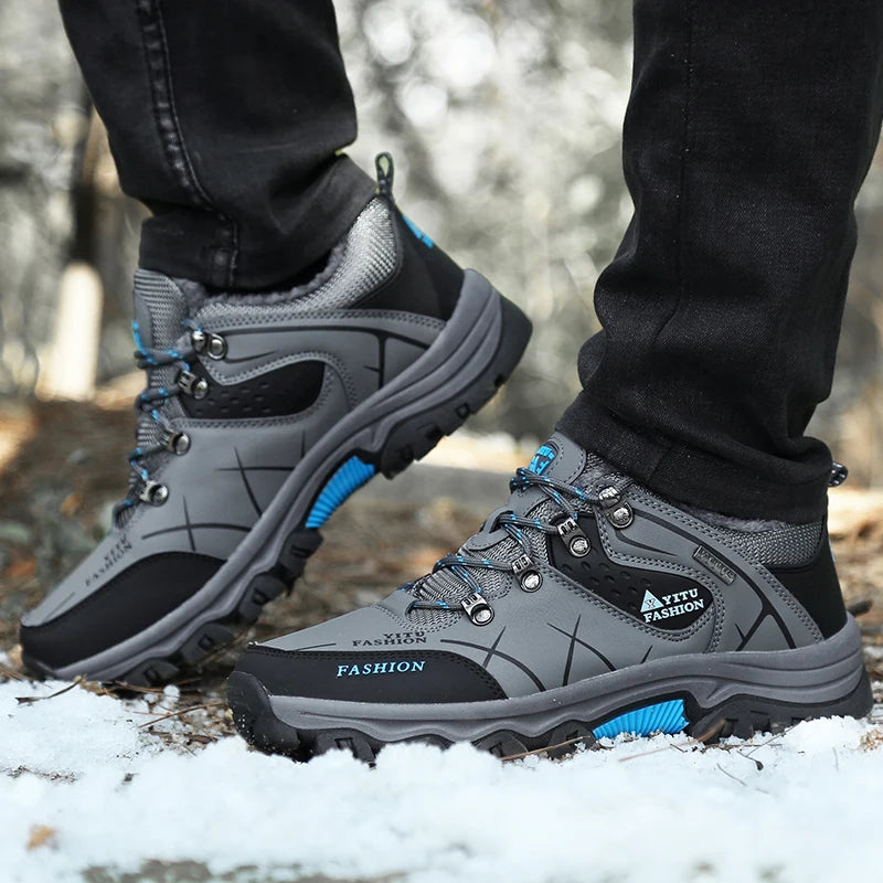 Suede Leather Men Hiking Shoes Outdoor Trail Trekking Sneakers Men Non-slip Breathable Climbing Shoes Men Mountain Sports Shoes