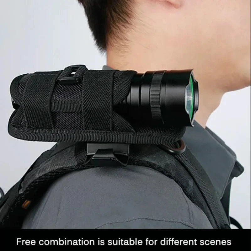 360° Rotary Tactical Flashlight Belt Holster Durable Torch Pouch Hunting Outdoor Survival Lighting Accessory