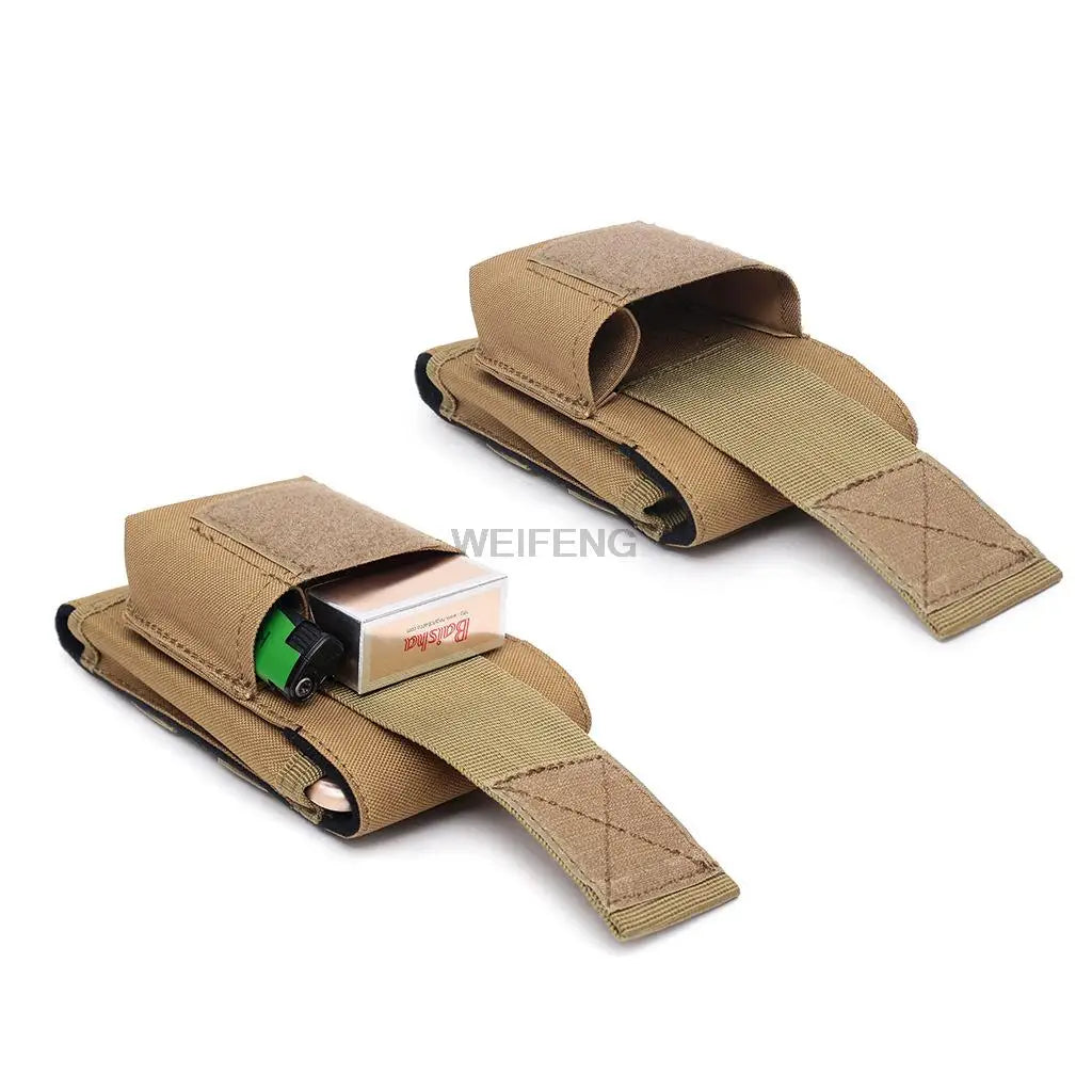 Tactical Molle Phone Pouch with Cigarette Bag 6.5in Smartphone Holder Case Utility EDC Gear Bag Compact Waist Fanny Pack
