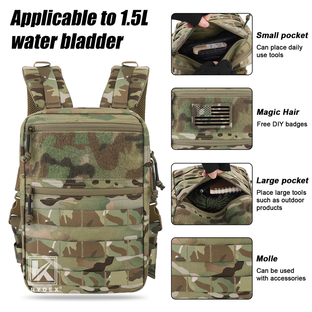 KRYDEX 500D Tactical 50 oz Hydration Backpack Pouch Modular 1.5L Water Bladder Bag Pack Hunting Outdoor Hiking Accessories