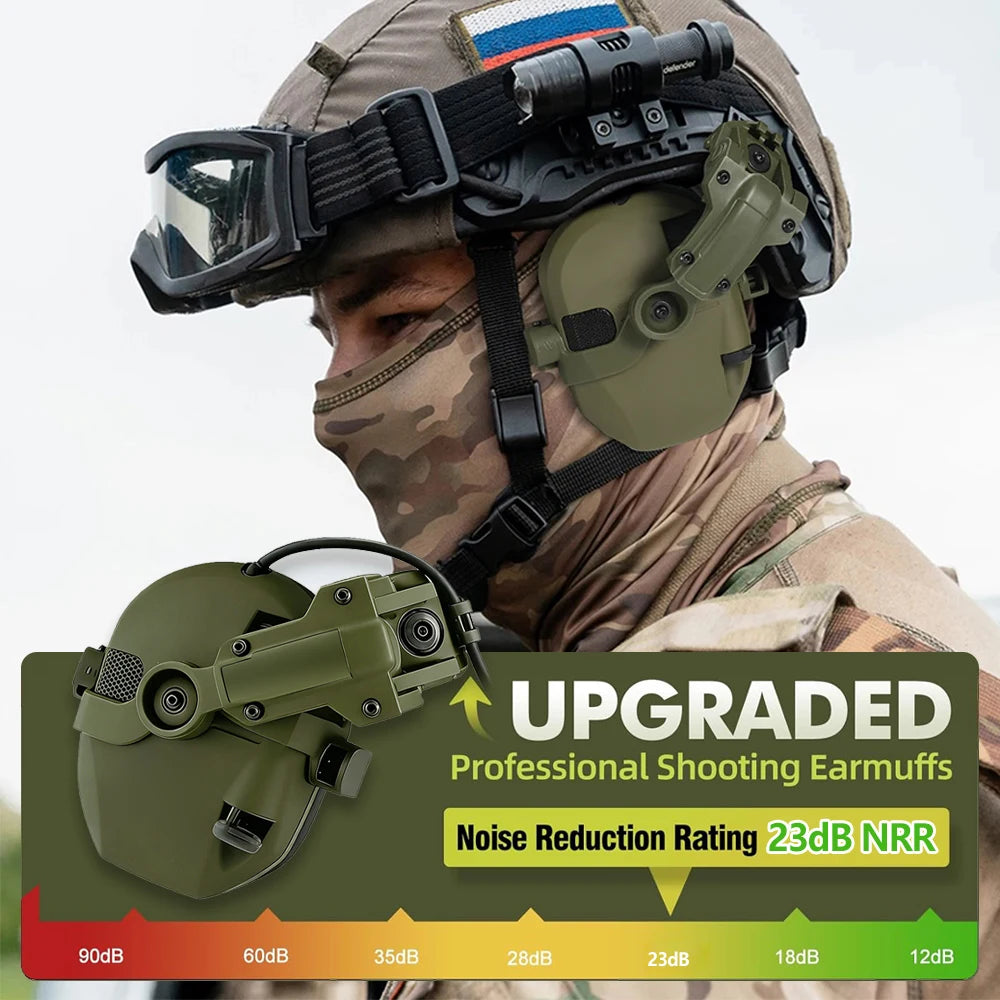 Tactical Helmet Headset Active Noise Canceling Ear Protection Shooting Hunting Hearing Defender Helmet Mounted Headphones