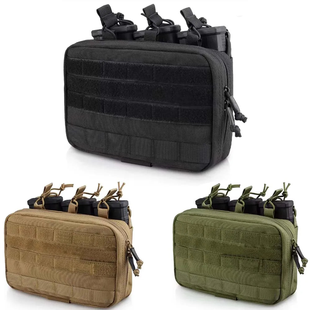 Tactical Mag Admin Pouch Molle Utility Tool Pouch Medical EMT Organizer Triple Stacker Magazine Holder for M4 M16