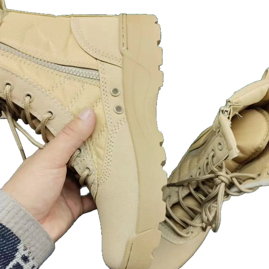 Men's High Top Tactical Combat Boots Breathable for Desert Jungle Terrain Military Training Hiking Outdoor Footwear