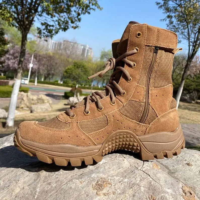 Summer Mesh Breathable Men's Wear-Resistant High-Top Zipper Puncture-Proof Desert Boots