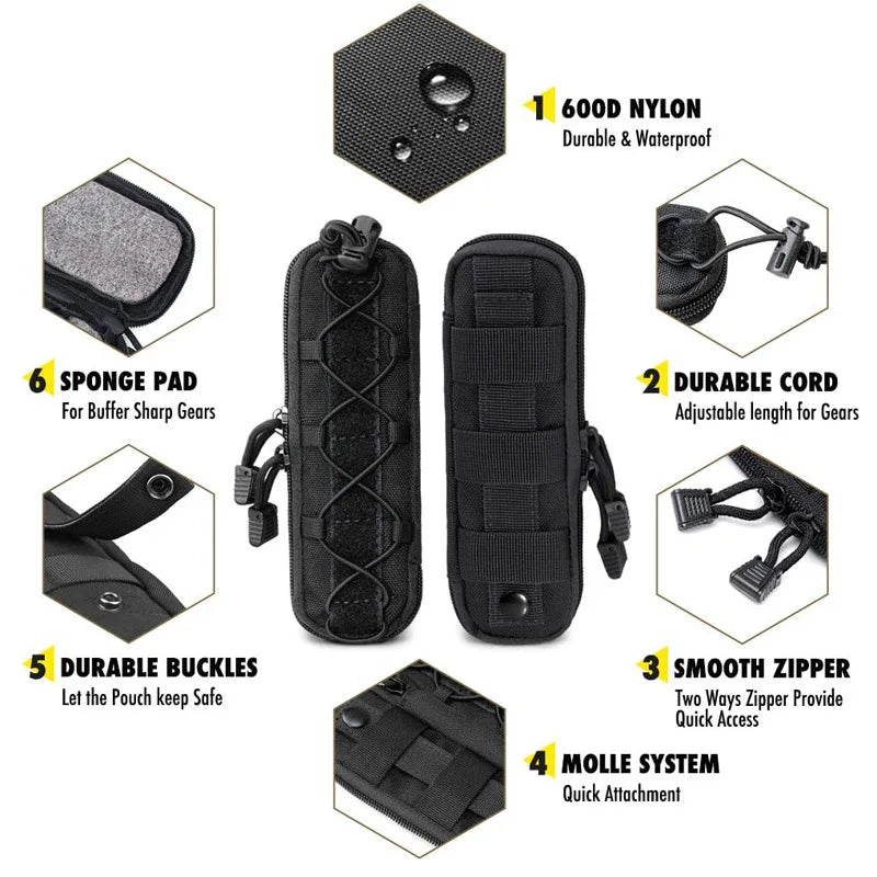 Nylon EDC Knife Sheath Molle System Pouch Folding Knife Holder For Belt Outdoor Daily Carry