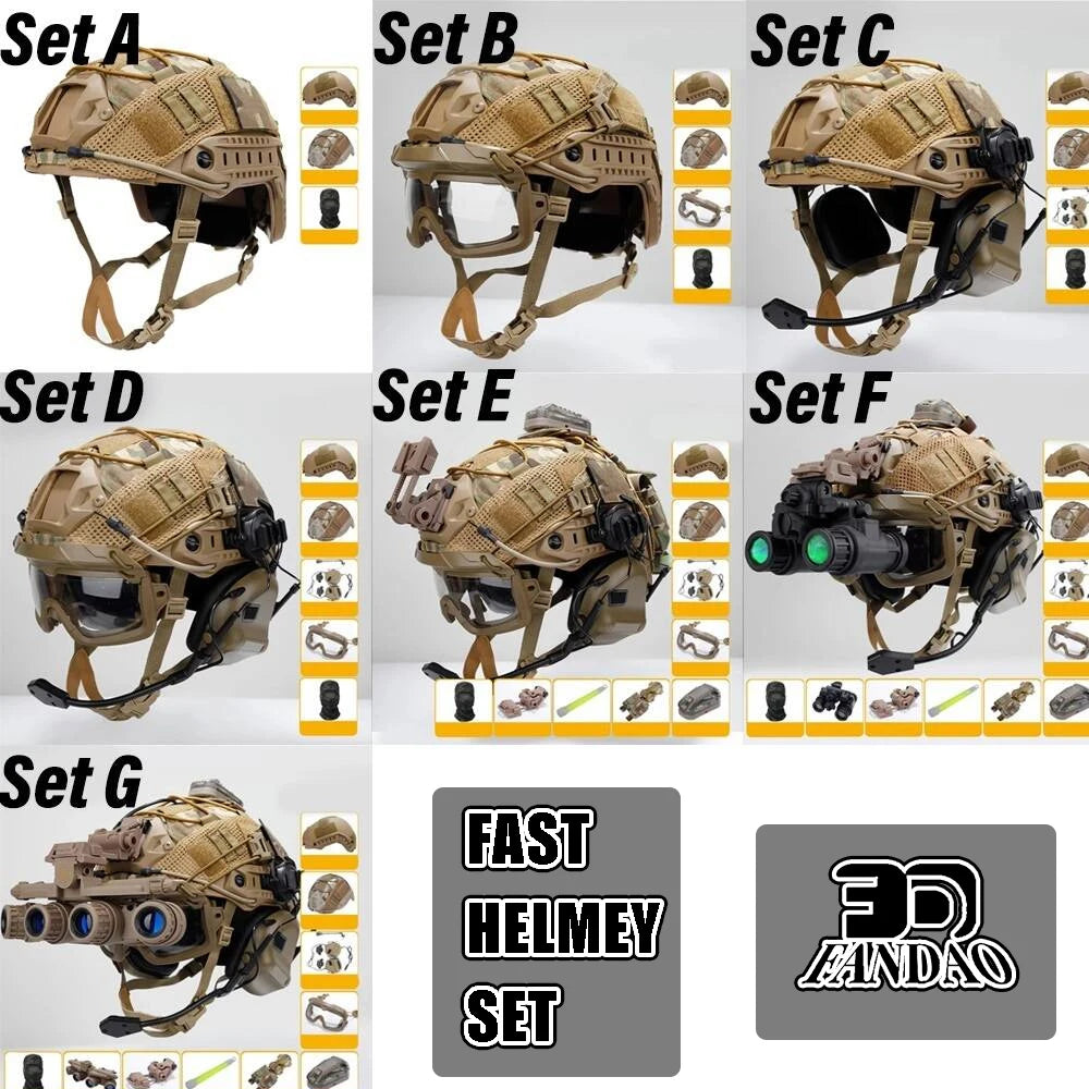 Tactical Fast Helmet Night Vision COD Set with NVG Model Hunting Paintball Shooting Impact-Resistant Protective Helmet Gear Set