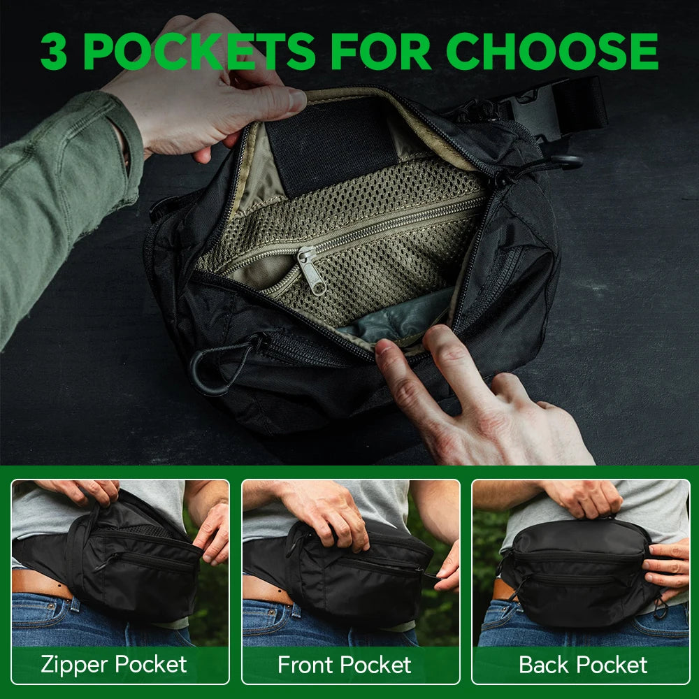 Tactical Concealed Carry Bag with Gun Holster Gun Bag Handgun Bag Waist Belt Bag Fanny Pack EDC Admin Pouch Crossbody Chest Pack