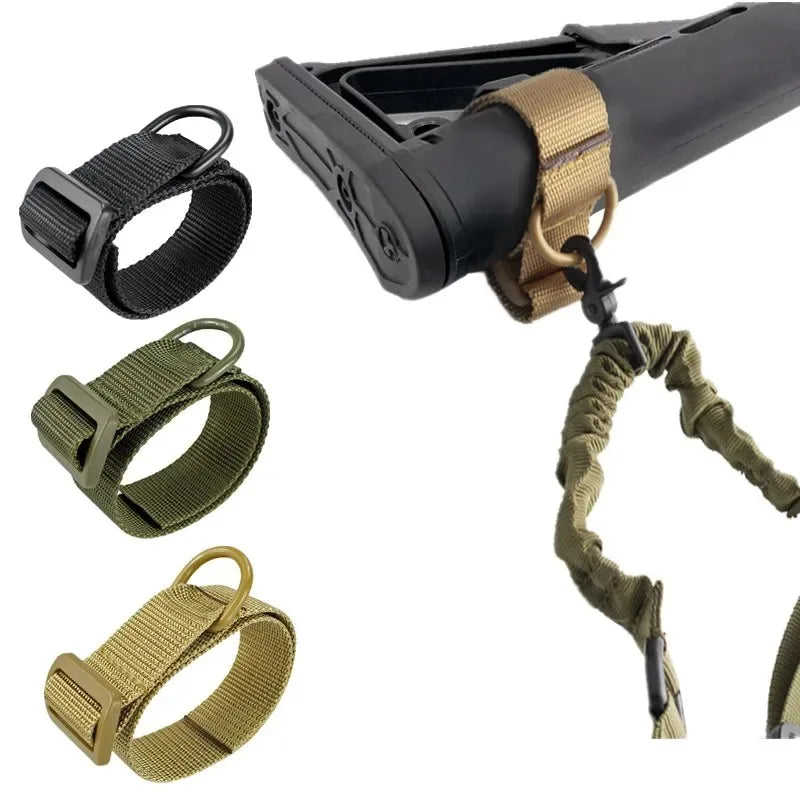 Tactical ButtStock Sling Gun Sling Loop Adapter Adjustable Nylon Shoulder Strap with D Ring EDC Belt Attachment for Hunting..