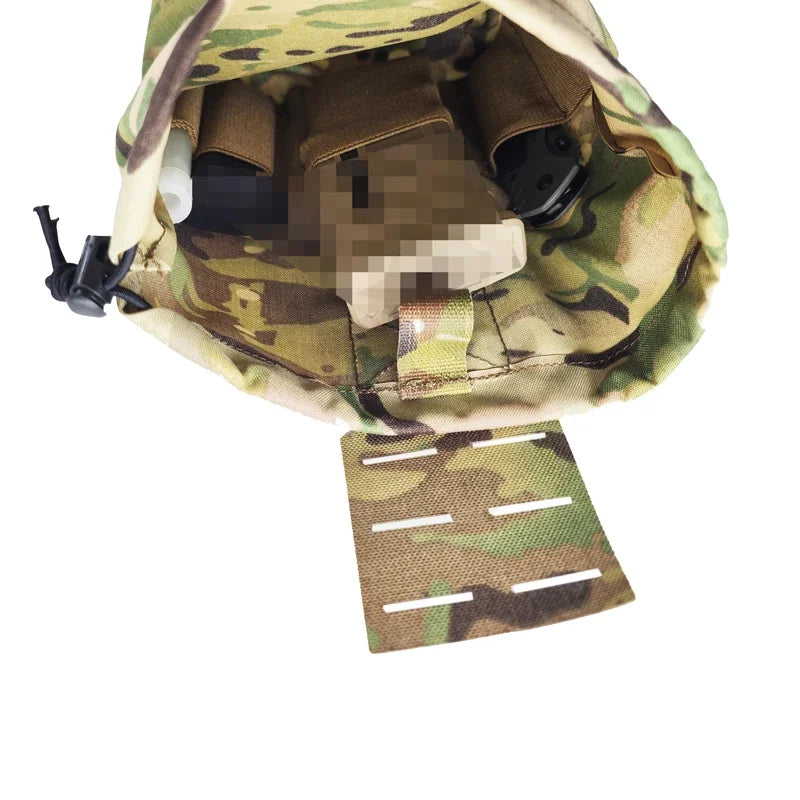 Tactical Foldable Bag Airsoft EDC Molle Foldable Bag Gear Hunting Recycling Storage Carrier Waist Pouch Multicam 500D