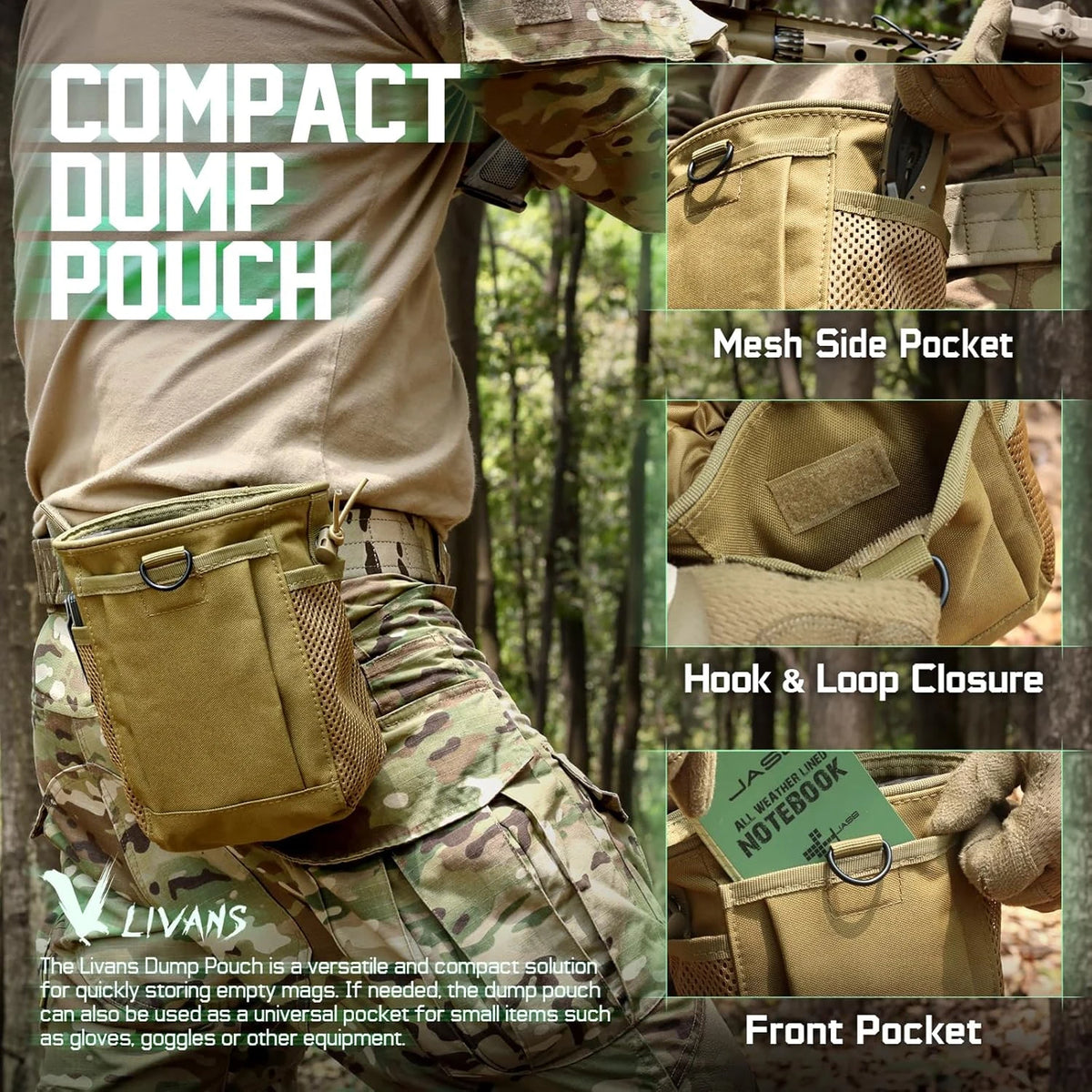 3-5L Outdoor Molle Nylon Dump Drop Pouch Camo Recycle Waist Pack Bags Utility Belt Ammo Pouch Hiking Hunting Accessories Bag