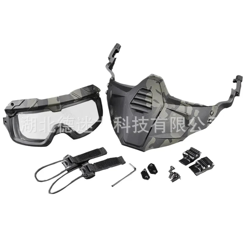 Tactical Helmet with Modular Face Shield and Camo Goggles Compatible with Ops-Core FAST Ballistic Helmet Outdoor Gear