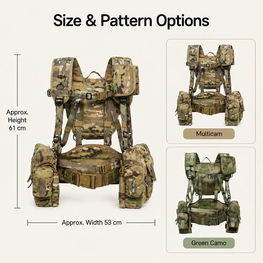 Adjustable Tactical Vest Modular Load-Bearing Harness with Utility Pouches for Airsoft Hunting Outdoor Field Training Equipment