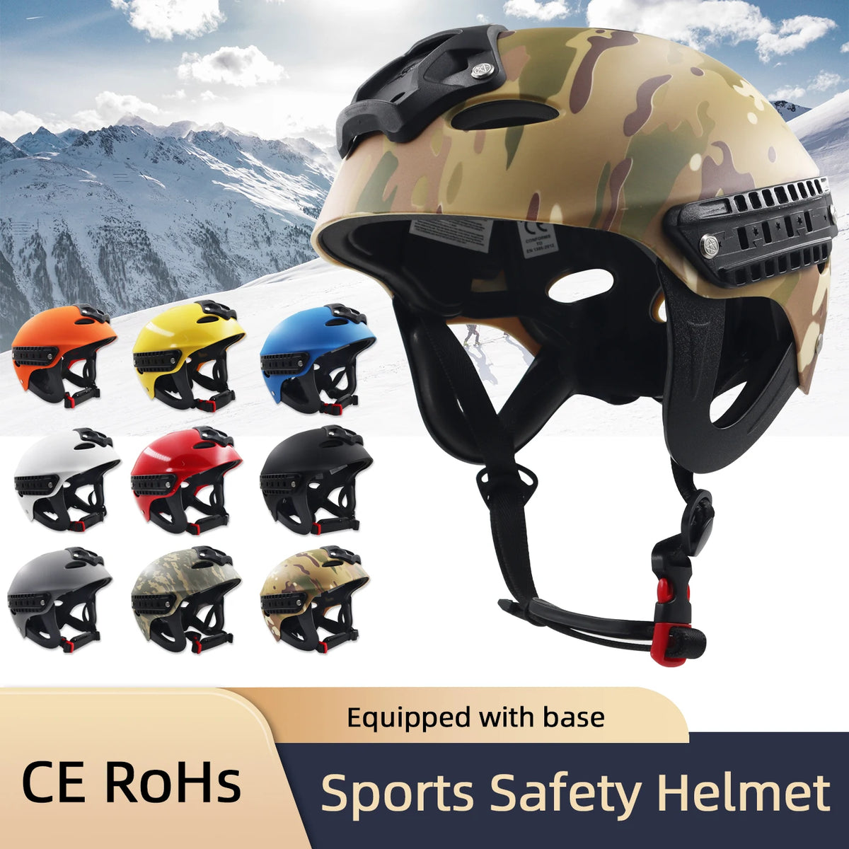 Outdoor Water Rescue Helmet Shockproof Buffer Ventilation Breathable Adjustable Head Circumference Multifunctional fixed base