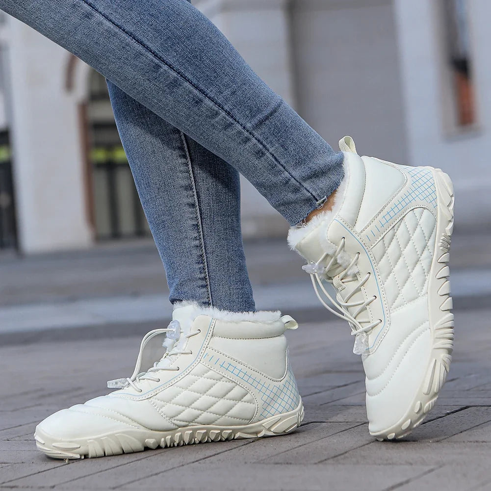 Barefoot Snow Boots Minimalist Ankle Boots Anti Slip Casual Winter Booties Thermal Trail Running Shoes Plush for Outdoor Travel