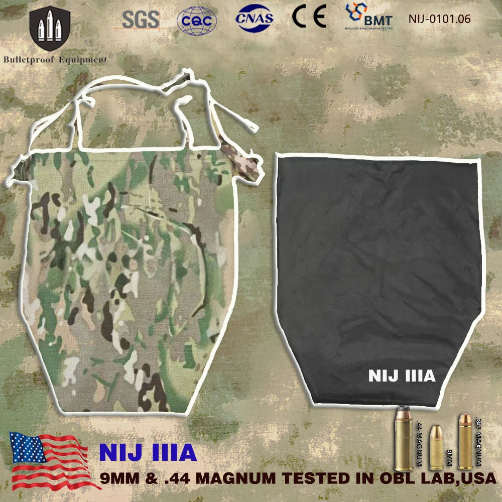 NIJ IIIAMulti-Threat Armor Pads Tactical Vest Back Groin&Buttocks Protection Full-Coverage Ballistic Panels Self-defense