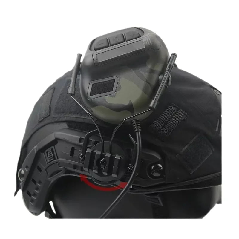 Tactical Helmet Mount for Horn Earphones Compatible with ARM NEXT Helmet 19mm to 21mm Rail Adjustable Rotating Bracket