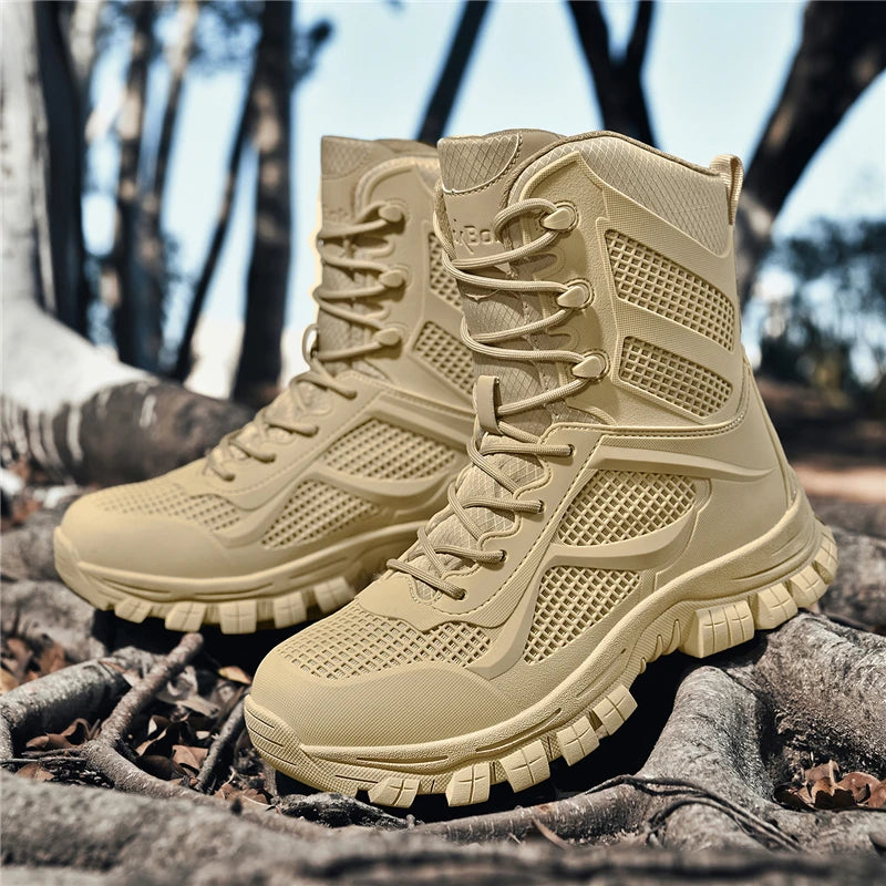 Men's Hiking Boots Leather Waterproof Climbing Trekking Sneakers Anti -slip Outdoor Field Combat Training Sneakers Hunting Shoes