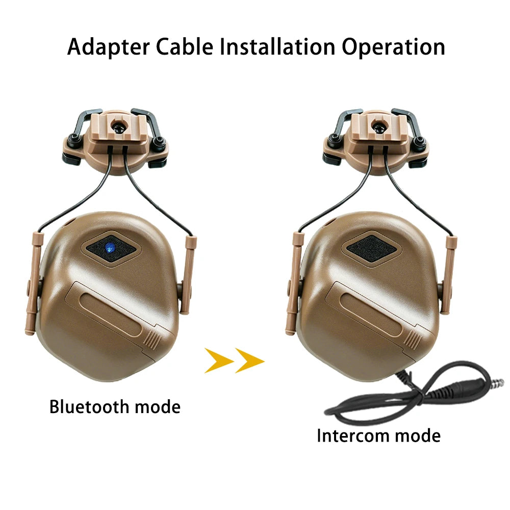BOOIU Helmet Mounted Bluetooth Tactical Headset ABS Noise Reduction Earphone for Outdoor Sports Adventure Movie Prop