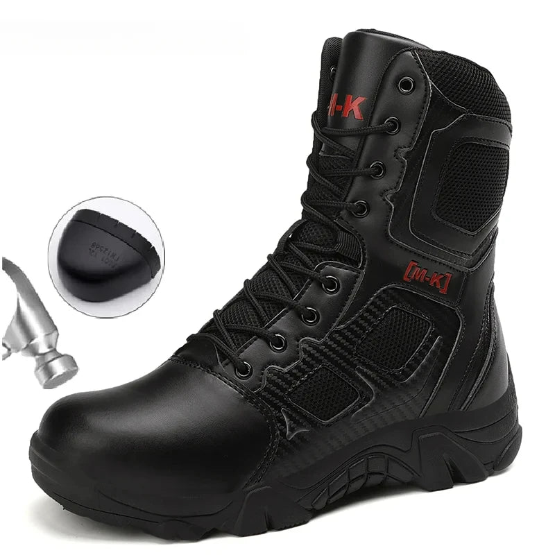 High-Top Work Boots Indestructible Safety Shoes Men Steel Toe Shoes Puncture-Proof Sneakers Male Shoes Men Non Slip Work Shoes