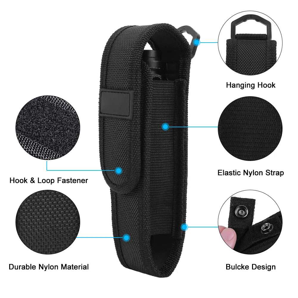 Tactical Flashlight Case TZ20 Molle Belt Flashlight Cover EDC Torch Pouch with Belt Clip Multitool Holder Hand Lamp Holster