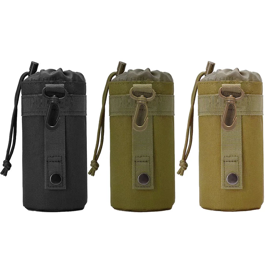 Outdoor Molle Water Bottle Bag Rack Camping Hiking Bicycle Bottle Bag Pulling Rope Multi functional Bottle Bag
