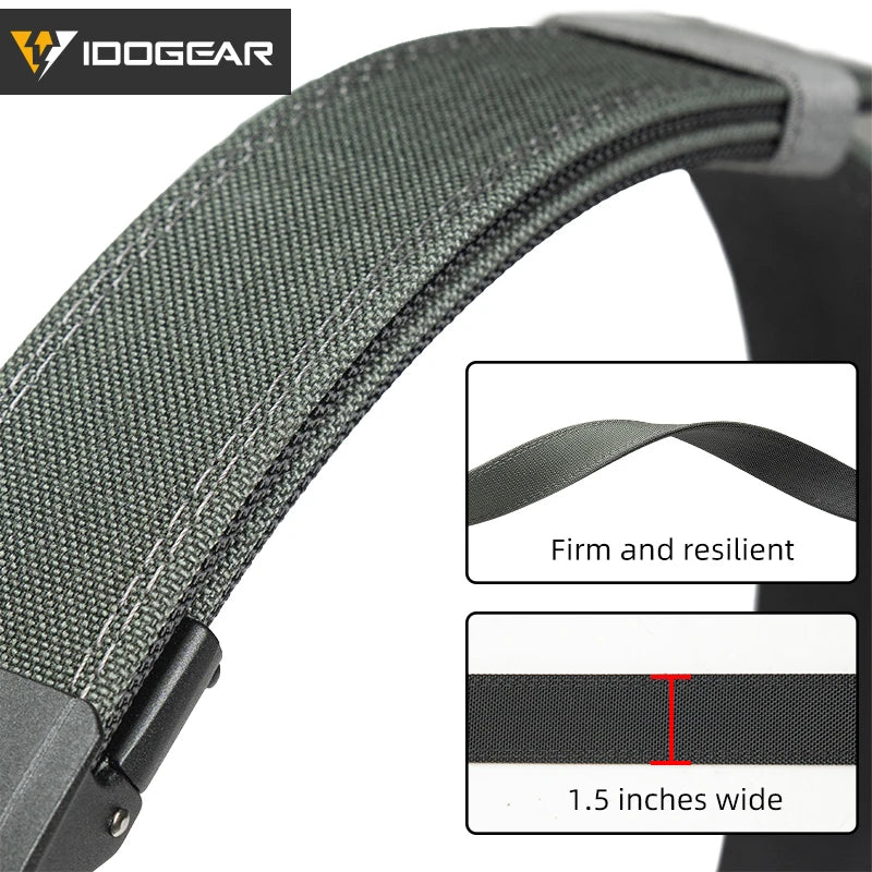 IDOGEAR Tactical 1.5” Belt 1000D Nylon with Slide Buckle for Men No Holes Adjustable Trim to Fit 3449