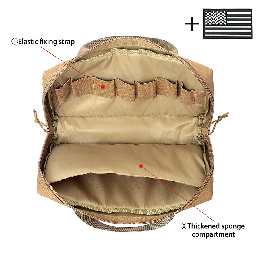 Outdoor sports handbag multifunctional tool storage bag partition storage design widened ribbon handle