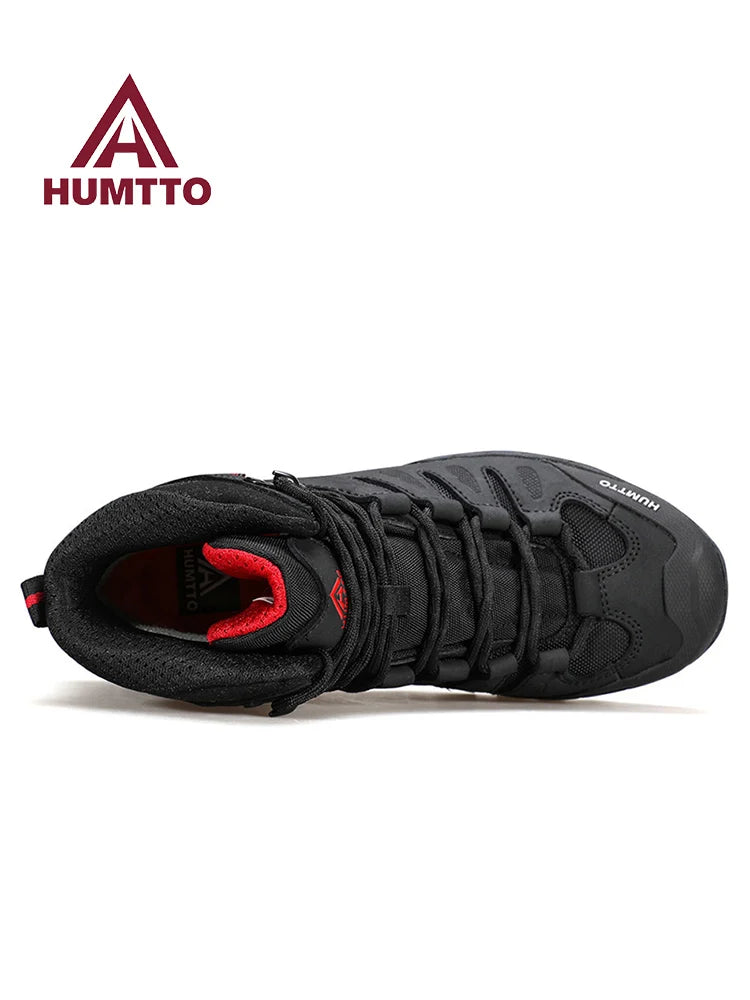HUMTTO Cowhide Hiking shoes Men's waterproof hunting Boots Tactical Desert Combat Ankle trekking Boots Male Women warm Sneakers