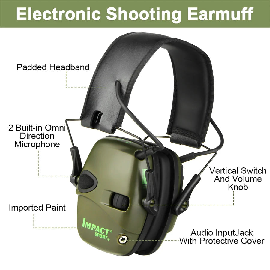 Electronic Shooting Earmuff Sports Shooting Impact Outdoor Anti-Noise Headset for Noise Reduction Foldable Noise Headphone