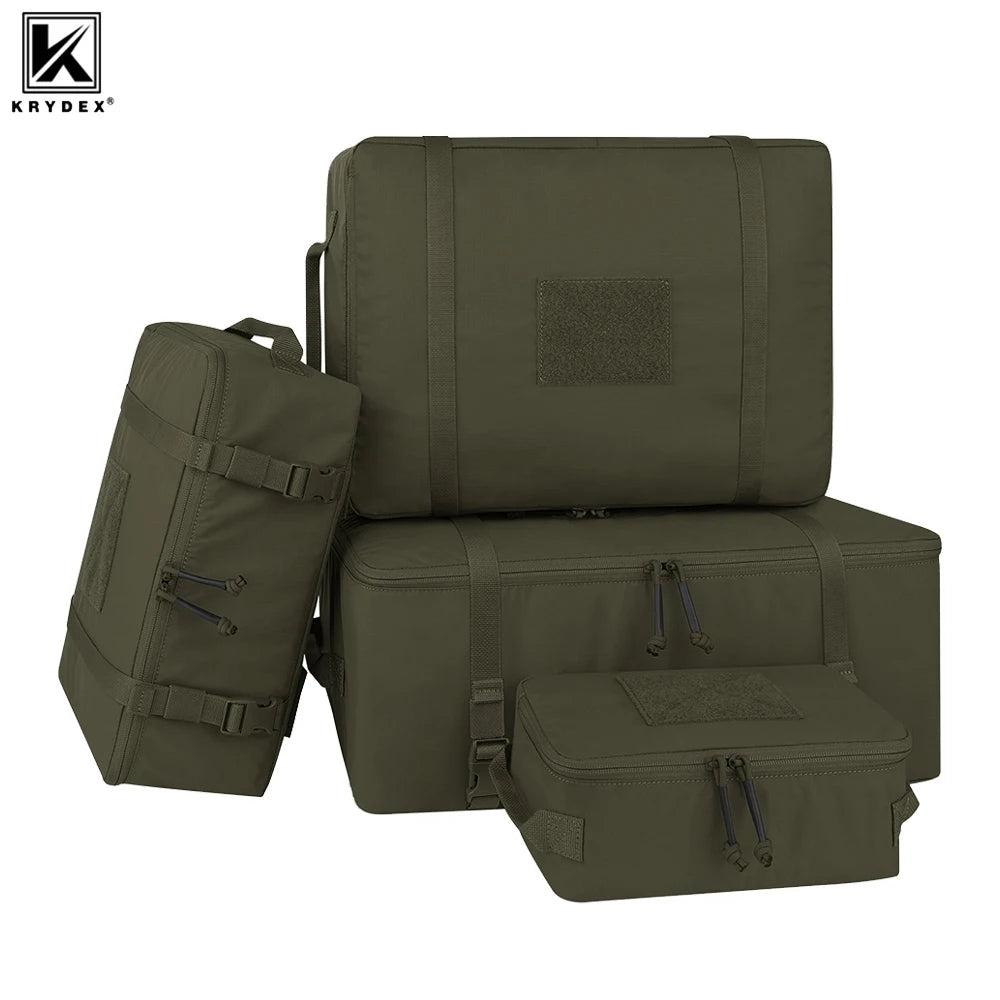 KRYDEX Tactical Modular Pouch Travel Outdoor Packing Organizer 70D Nylon Packing Cubes Waterproof Camping Luggage Bags 4pcs Set
