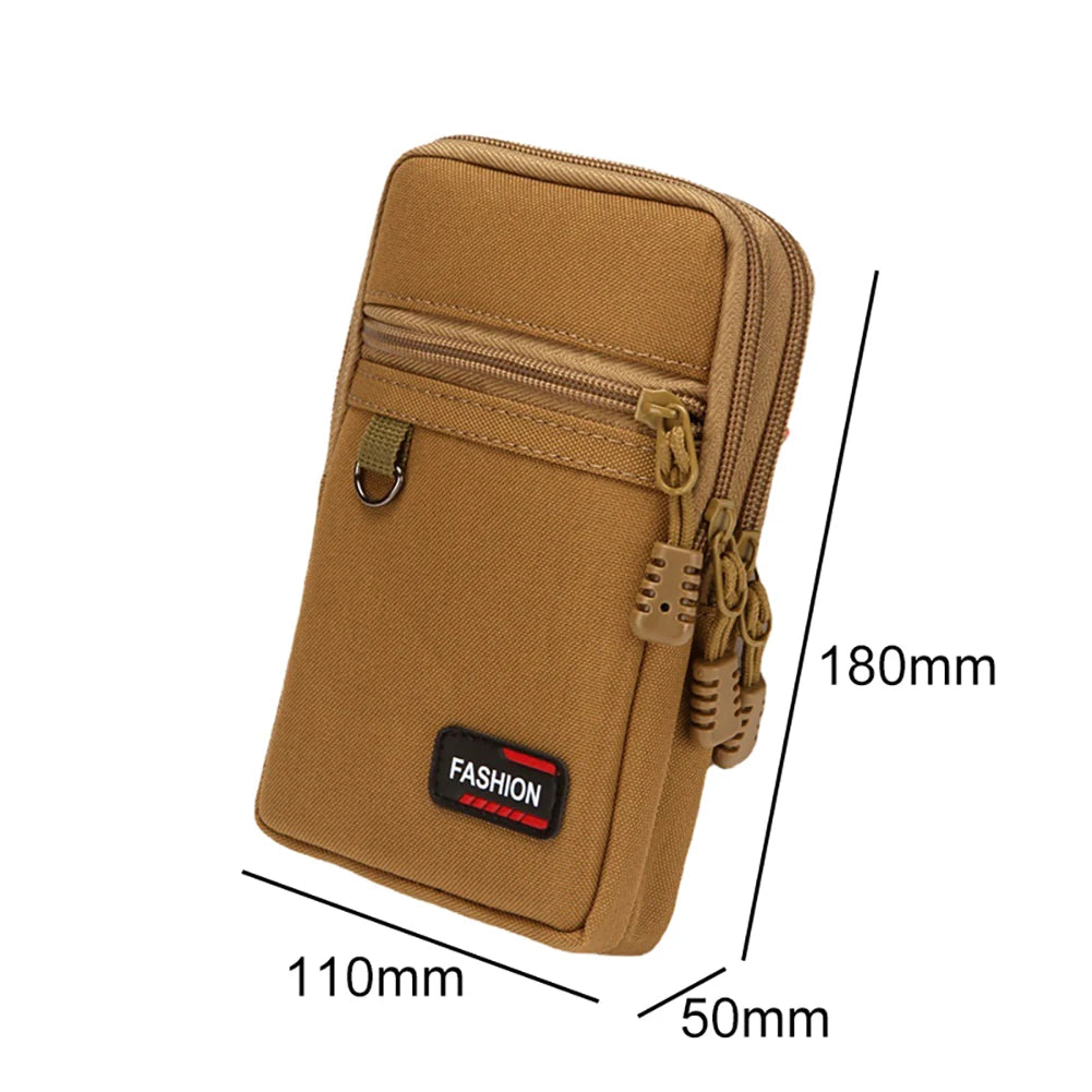 Lightweight 7 Inch Phone Pouch Belt Waist Bag Portable Coin Phone Organizer Bag Nylon Wear-resistant for Outdoor Camping Hunting