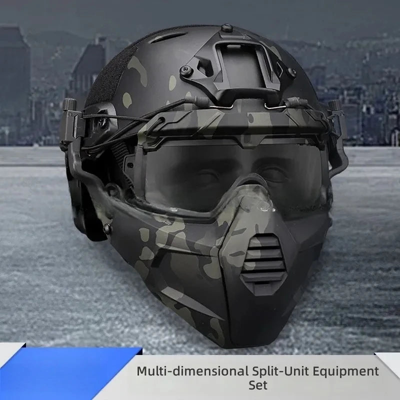 Tactical Helmet with Modular Face Shield and Camo Goggles Compatible with Ops-Core FAST Ballistic Helmet Outdoor Gear