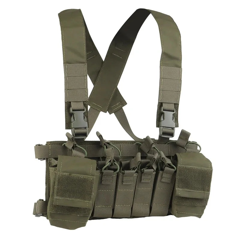 Tactical Chest Rig MOLLE Plate Carrier Vest Quadruple Storage Pouches For 9mm 5.56 Magazines Outdoor Hunting Shooting Equipment