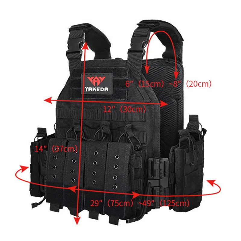 YKEDA 1000D Nylon Plate Carrier Tactical Vest Outdoor Hunting Protective Adjustable Molle Vest for Airsoft Combat Accessories