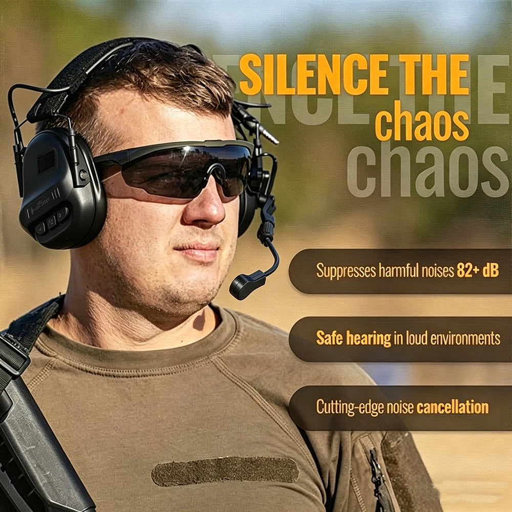 Tactical Shooting Earmuff Communication Headset for Hunting Noise Canceling Security Protection Headphones with PTT KEN  Adapter