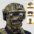 Tactical Helmet Set with Airsoft Goggles Headset LG24 Mount Identification Light Battery Pouch Camera Model Balaclava Mask
