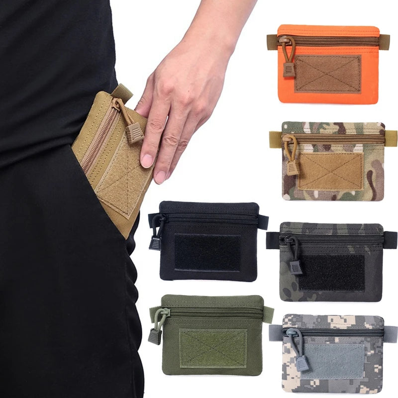 Tactical EDC Pouch Mini Wallet Card Key Holder Pouch Belt Waist Pack Camping Hiking Hunting shooting Outdoor Portable Coin Purse