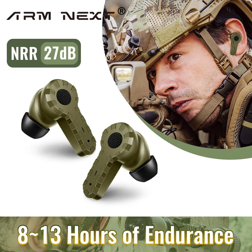 ARM NEXT Tactical Bluetooth Headset Anti Noise Earplugs NRR27dB Noise Cancelling for Shooting Hearing Protection Wireless