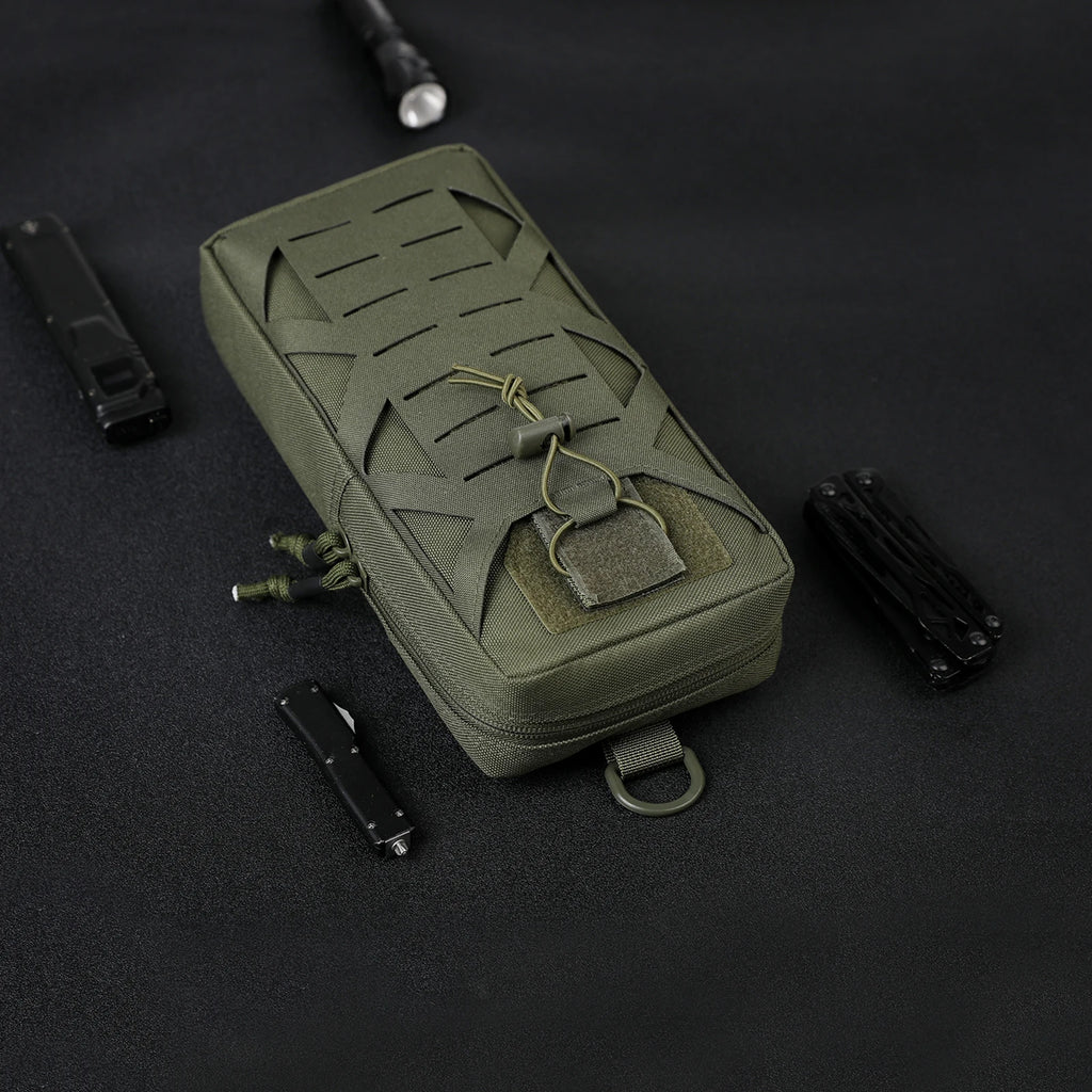 Portable Tactic EDC Pouch with Drainage Hole Outdoor Survival Tool Storage Bag Oxford Cloth for Outdoor Travel Hiking Camping