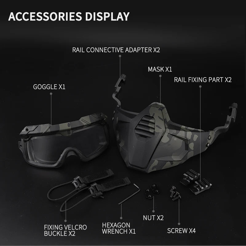 Tactical Mask with Goggles Set Split Type Set Shooting Airsoft CS Wargame Masks Paintball Hunting Accessories