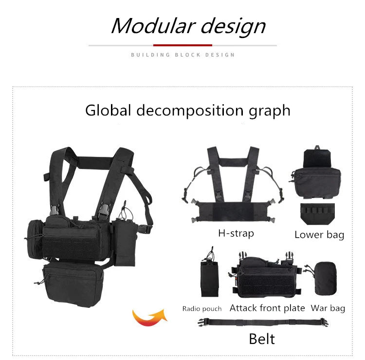 Tactical Vest CS Match Wargame TCM Chest Rig Airsoft Pack Magazine Pouch Holster Molle System Waist Men Airsoft Hunting Vest