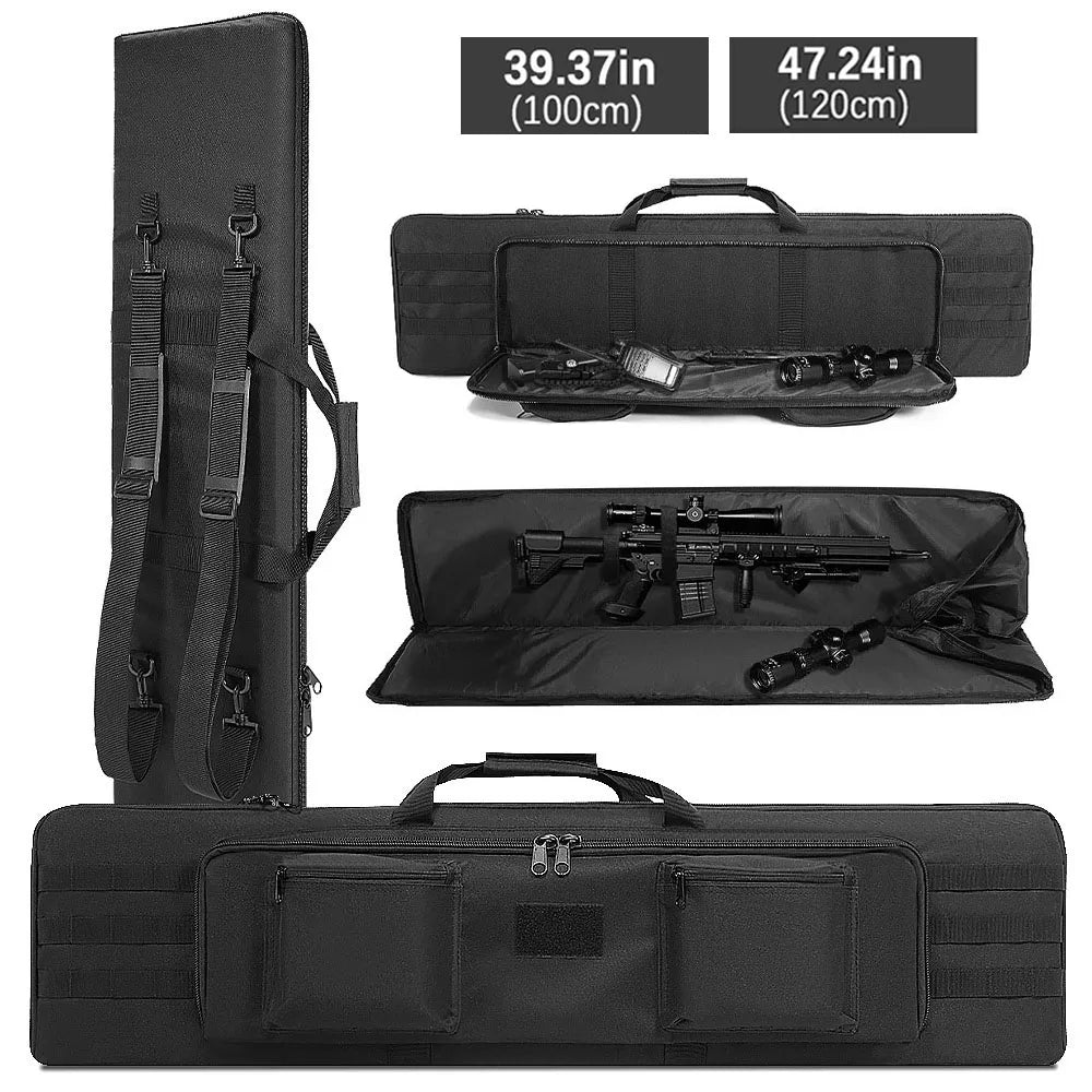 100/120cm Rifle Gun Bag Soft Rifle Case Shotgun Storage Bag Gun Carrier Pouch Outdoor Hunting Bag with Backpack Straps