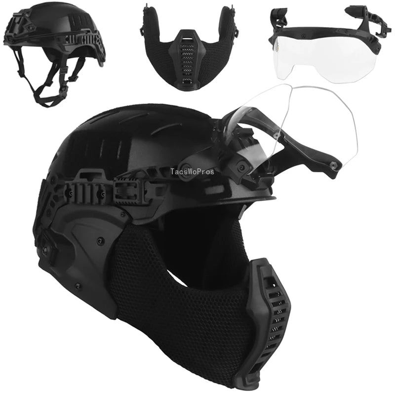 Tactical Full Covered Helmets Kit Hunting Airsoft Training Gear Wendy 3.0 Full Covered Helmet Removable Goggles Mask