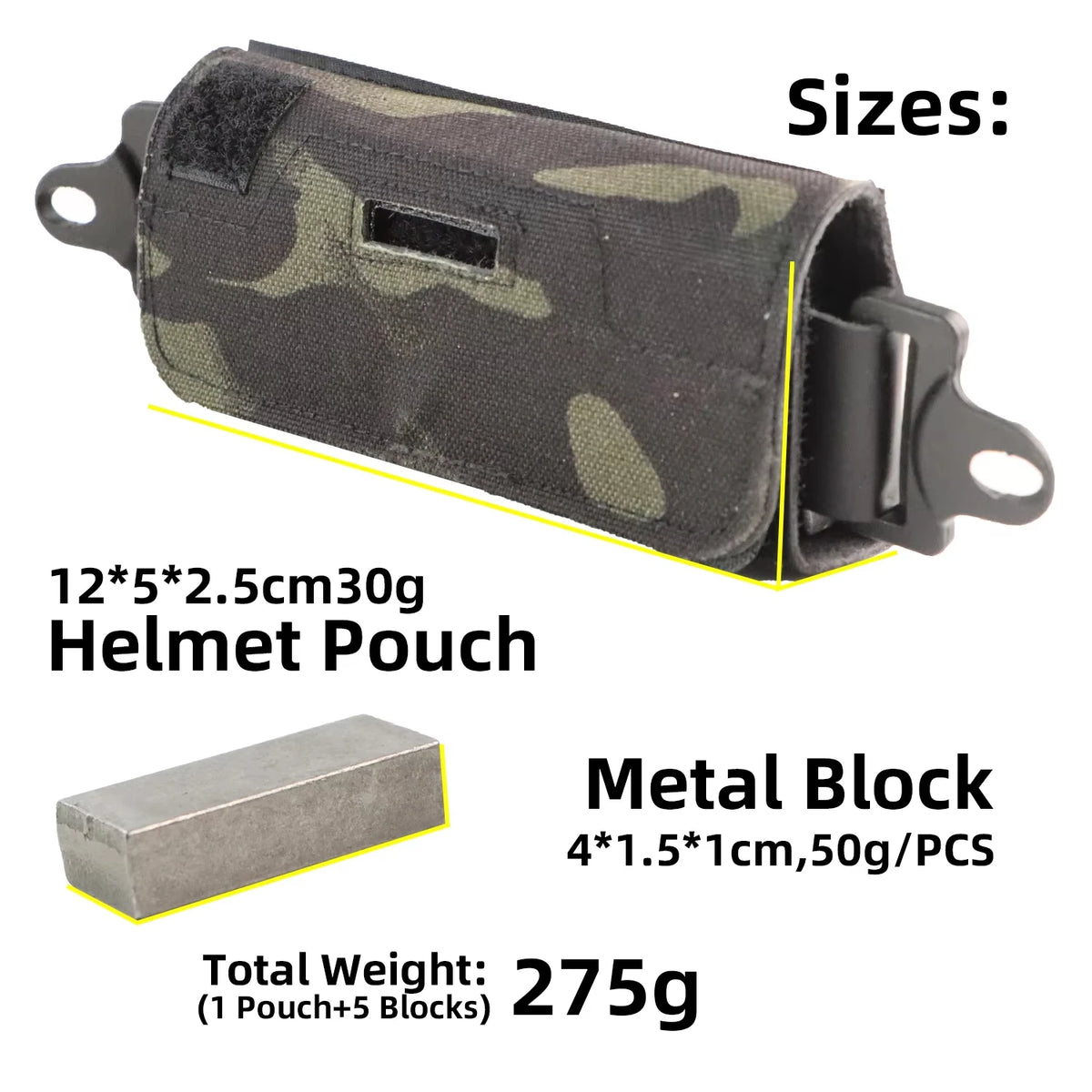 BOOIU Helmet Counterweight Weight Bag NVG Fast Mich Helmet Weight Pouch W/5 Counter Blocks For Airsoft PJ MH Helmet Accessories