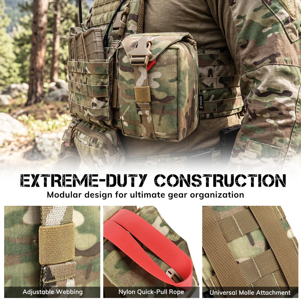 VOTAGOO Tactical Quick-Release Medical Pouch Vertical Utility Pouch EDC Molle Pouch First Aid Bag Outdoor