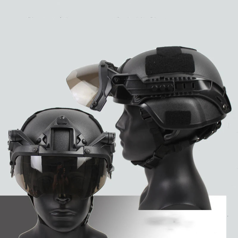 Adjustable Tactical Helmet Flip Goggles Airsoft Paintball FAST Helmet Windproof Anti Fog CS Wargame Protection Goggles