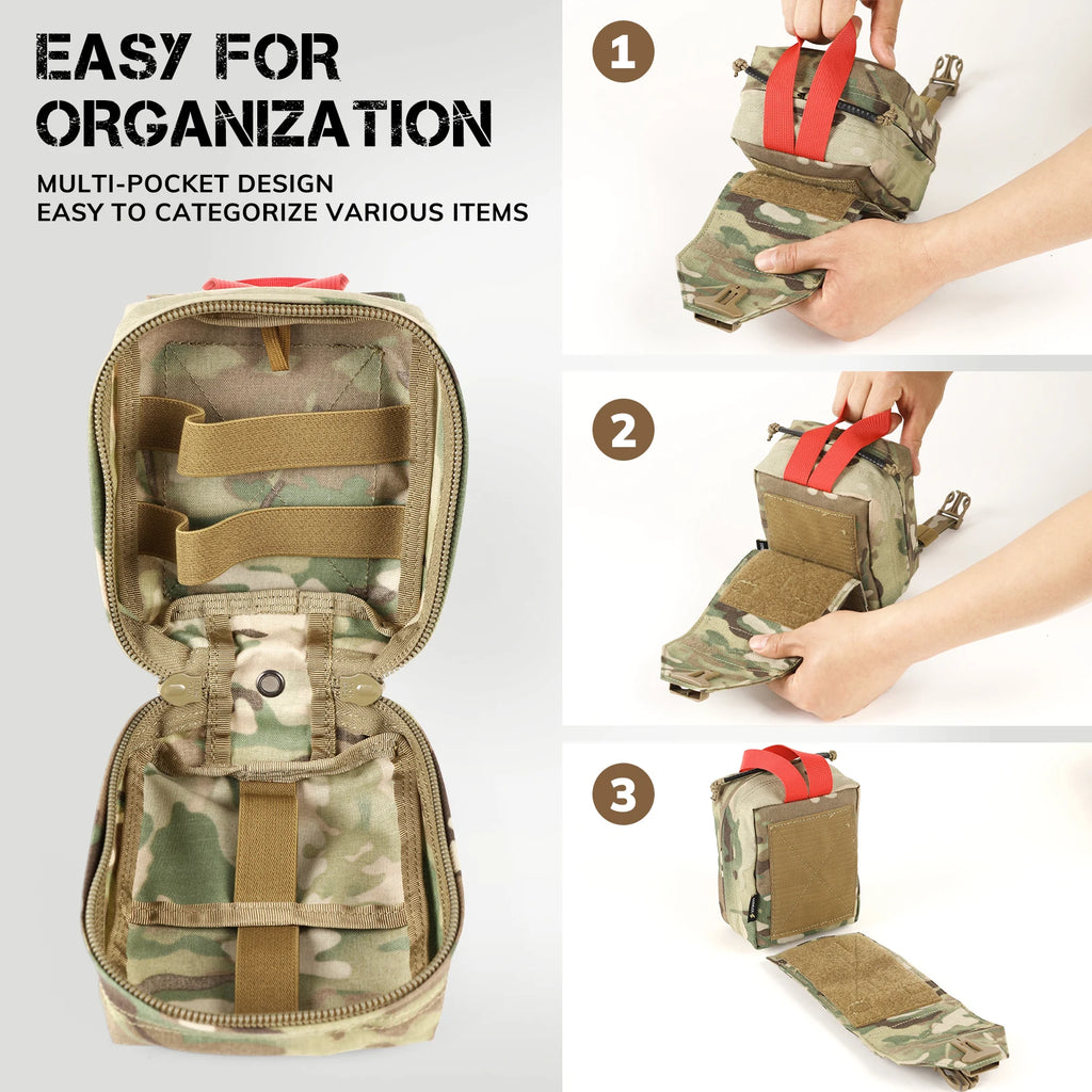 VOTAGOO Tactical Quick-Release Medical Pouch Vertical Utility Pouch EDC Molle Pouch First Aid Bag Outdoor