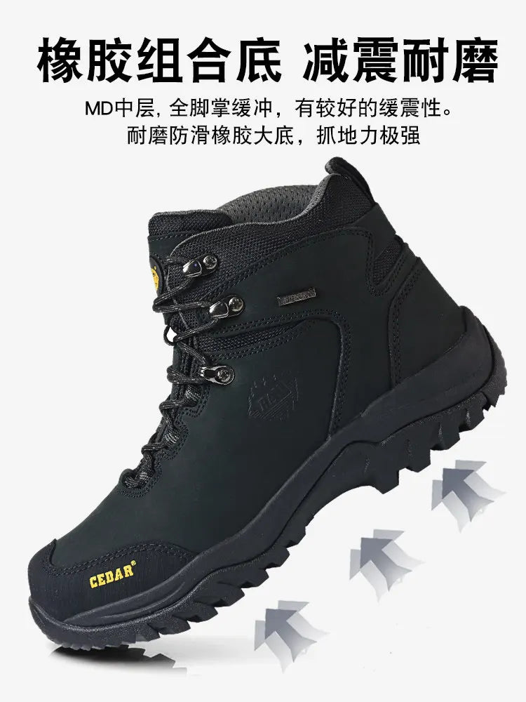 RAN Cow Leather Hiking Boots Men  Outdoor Sport Walking Sneakers trekking Snow Shoe women Climbing Mountain travel Hunting boots