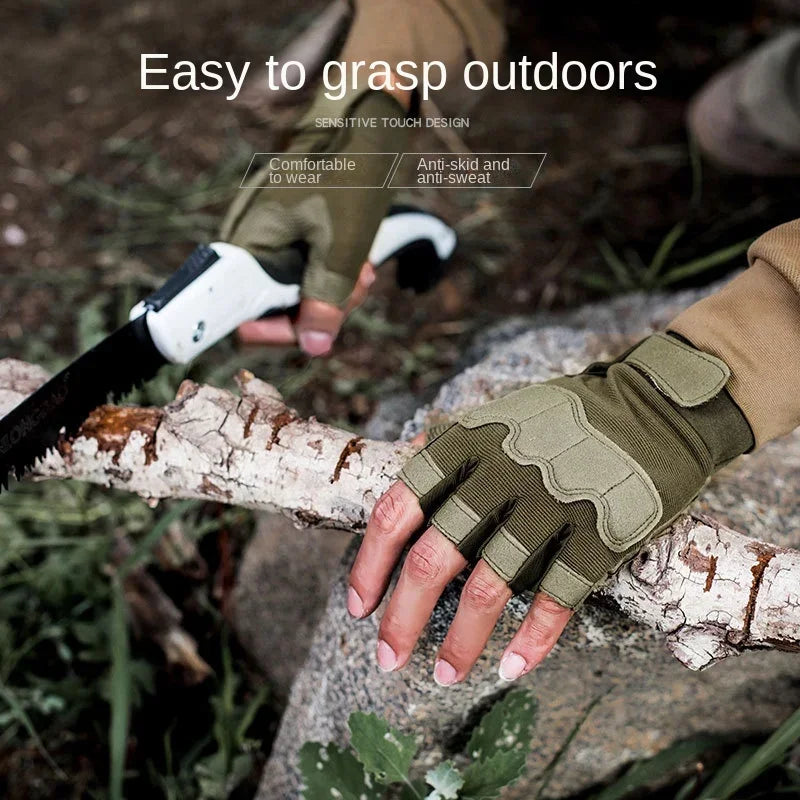 Hunting Gloves for Men and Women Half Finger Outdoor Mountaineering and Cycling Wear-resistant Breathable Riding Gloves Camping