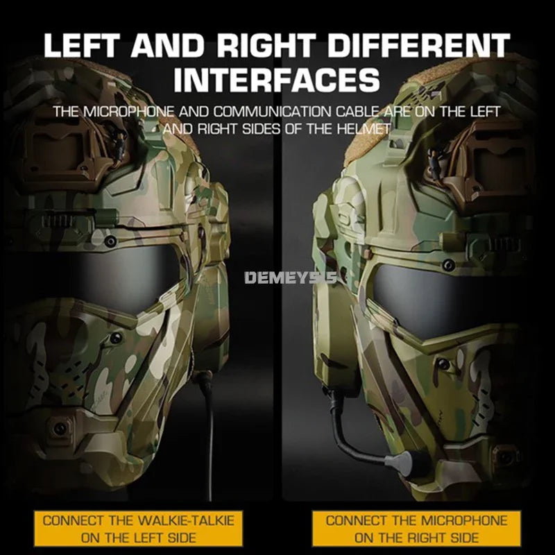 Airsoft Helmets Full Covered Protectio Tactical Paintball Helmet with Communication Headset Adjustable Shooting Sports Helmets